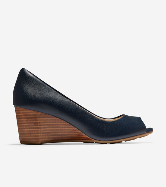 ColeHaan-Sadie Open Toe Wedge-w12740-Marine Blue Leather