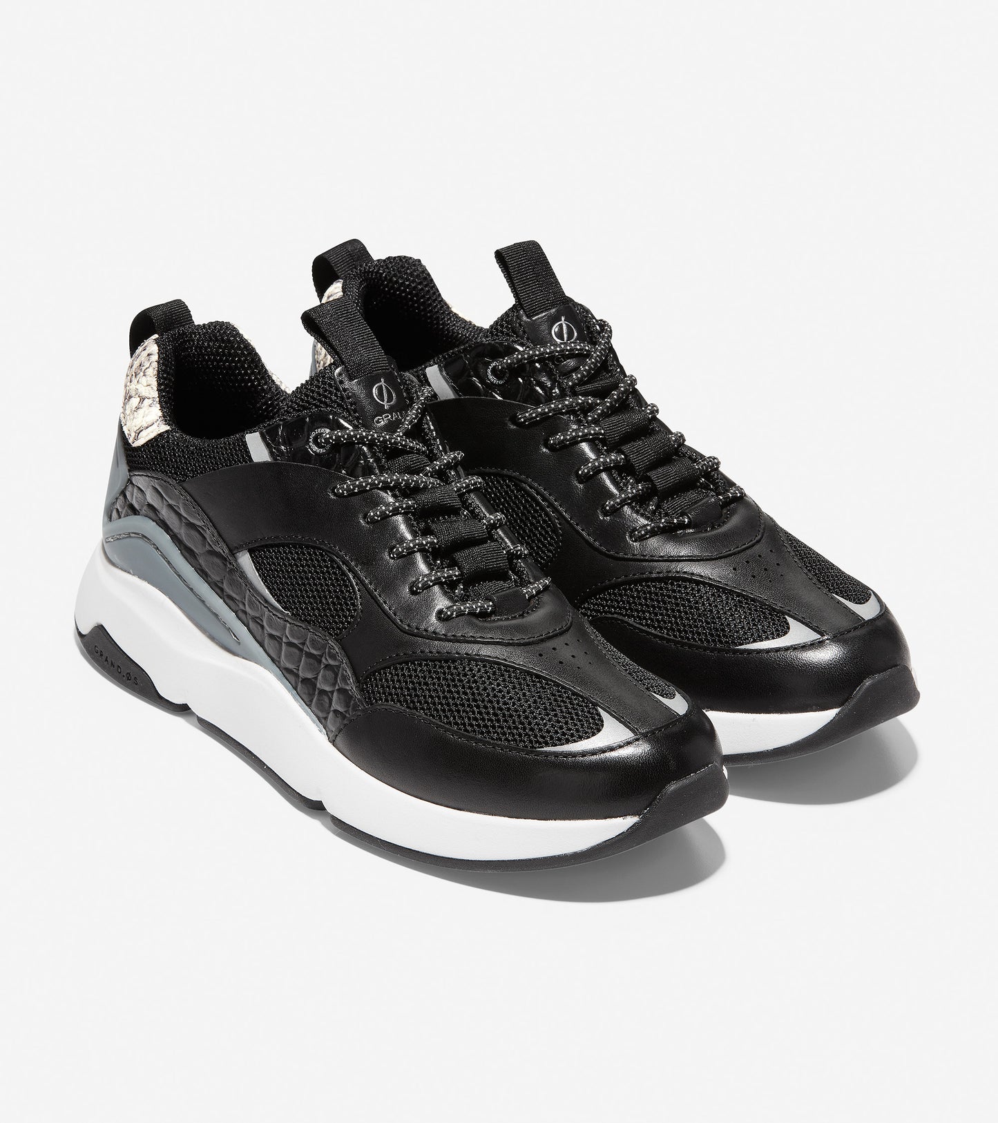 ColeHaan-ZERØGRAND City Trainer-w15471-Black-White Croc Print