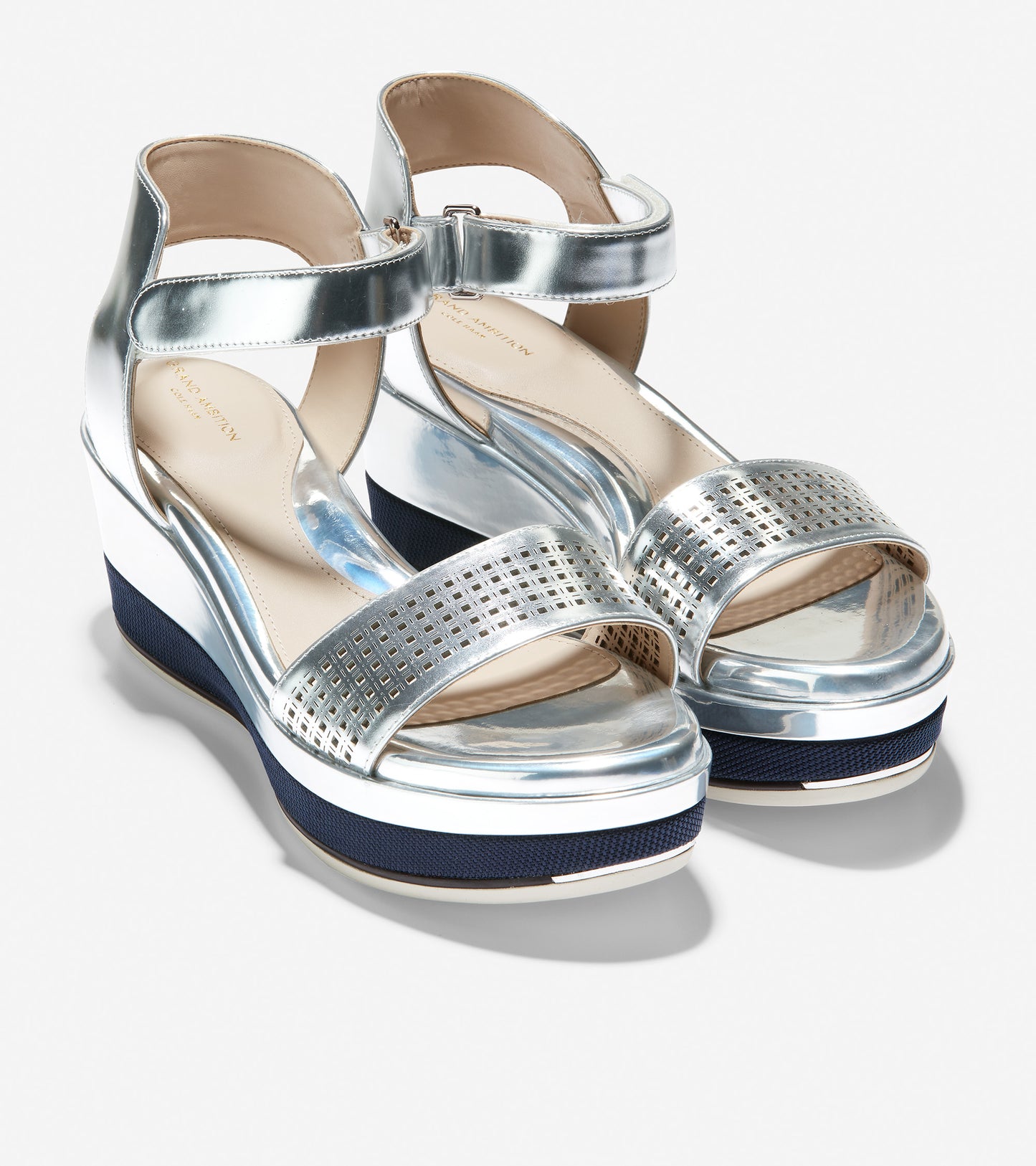 ColeHaan-Grand Ambition Flatform Sandal-w16859-Silver Specchio