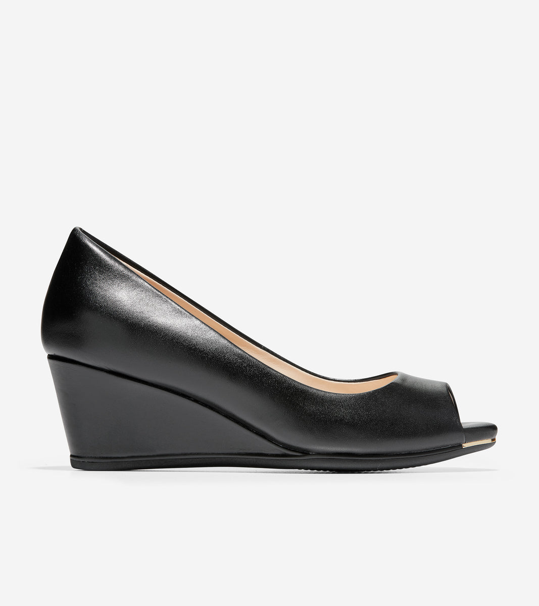 ColeHaan-Grand Ambition Open Toe Wedge-w16906-Black Leather