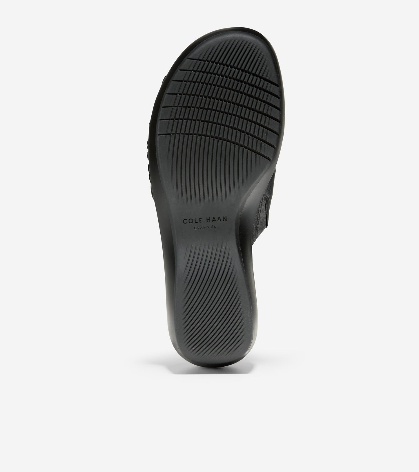 ColeHaan-Aubree Ruched Slide Sandal-w17379-Black Leather