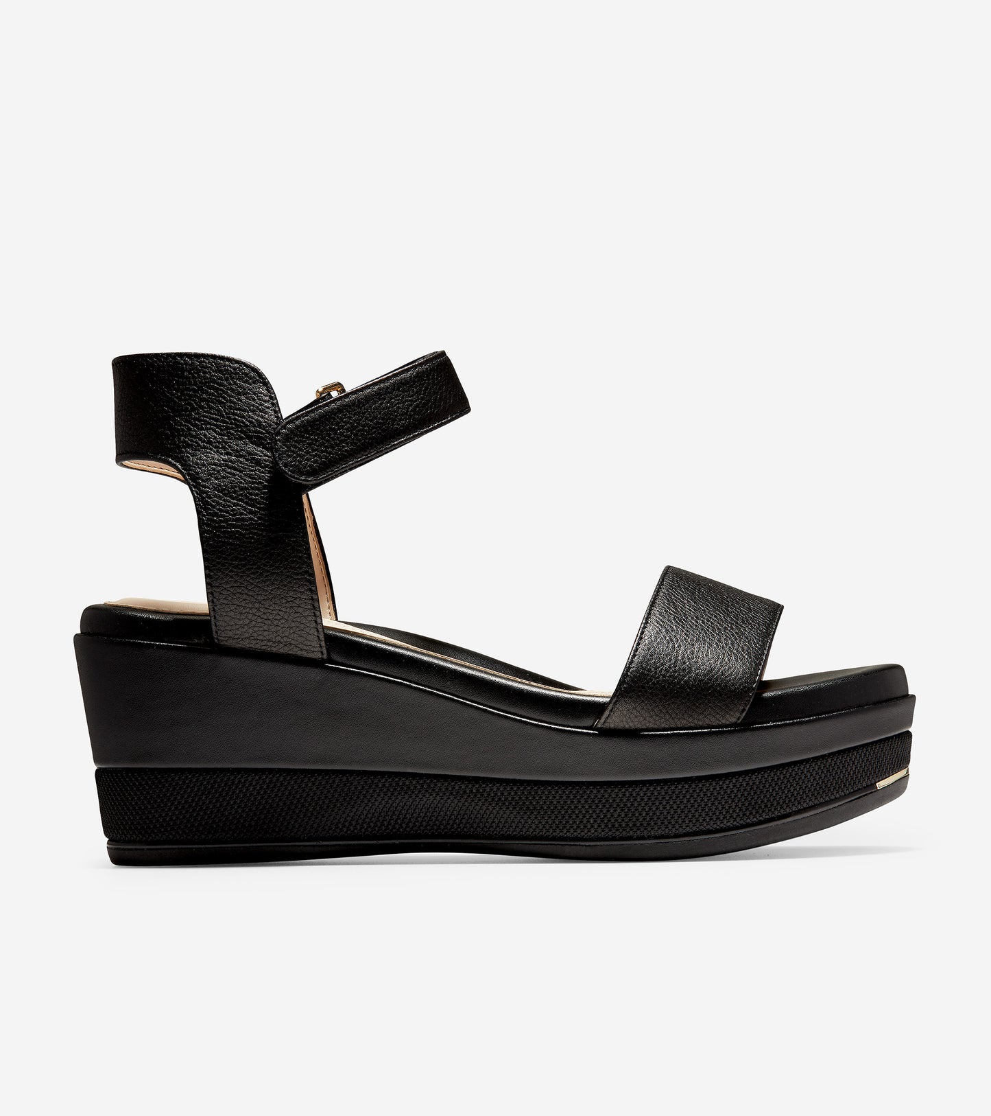 ColeHaan-Grand Ambition Flatform Sandal-w18722-Black Tumbled Leather