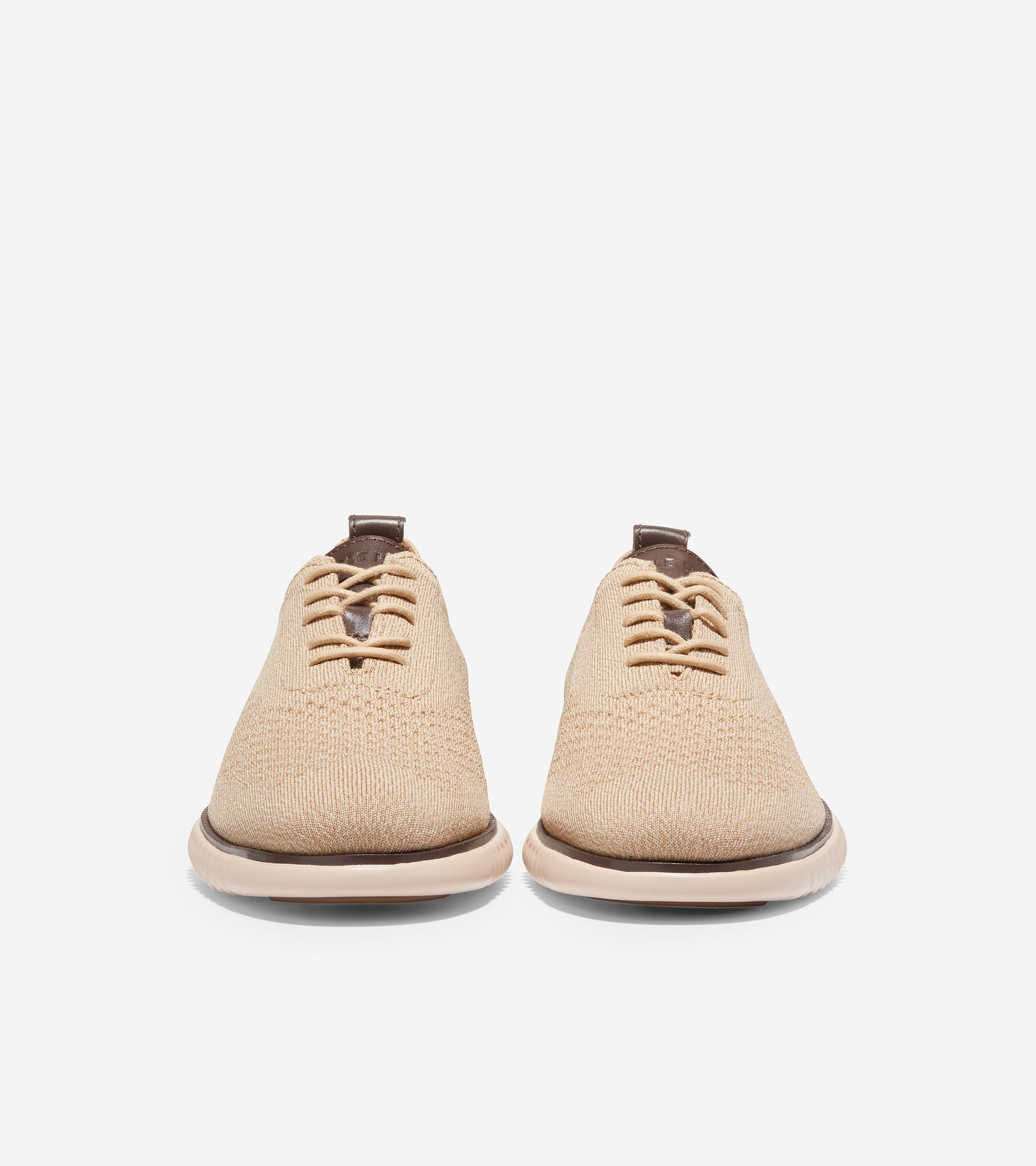 C35257-2.ZERØGRAND Wingtip Oxford-Ch Birch Beige/Ch Oat Twisted Knit