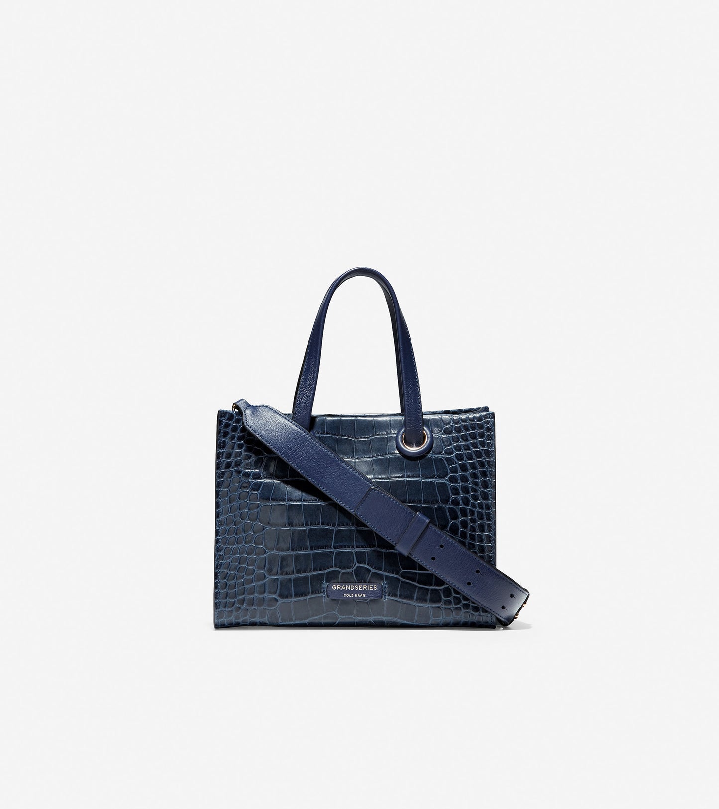 ColeHaan-Grand Ambition Small Satchel-u04133-Marine Blue Embossed Croc