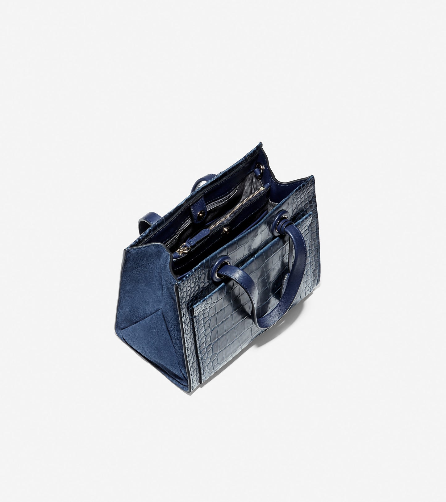 ColeHaan-Grand Ambition Small Satchel-u04133-Marine Blue Embossed Croc