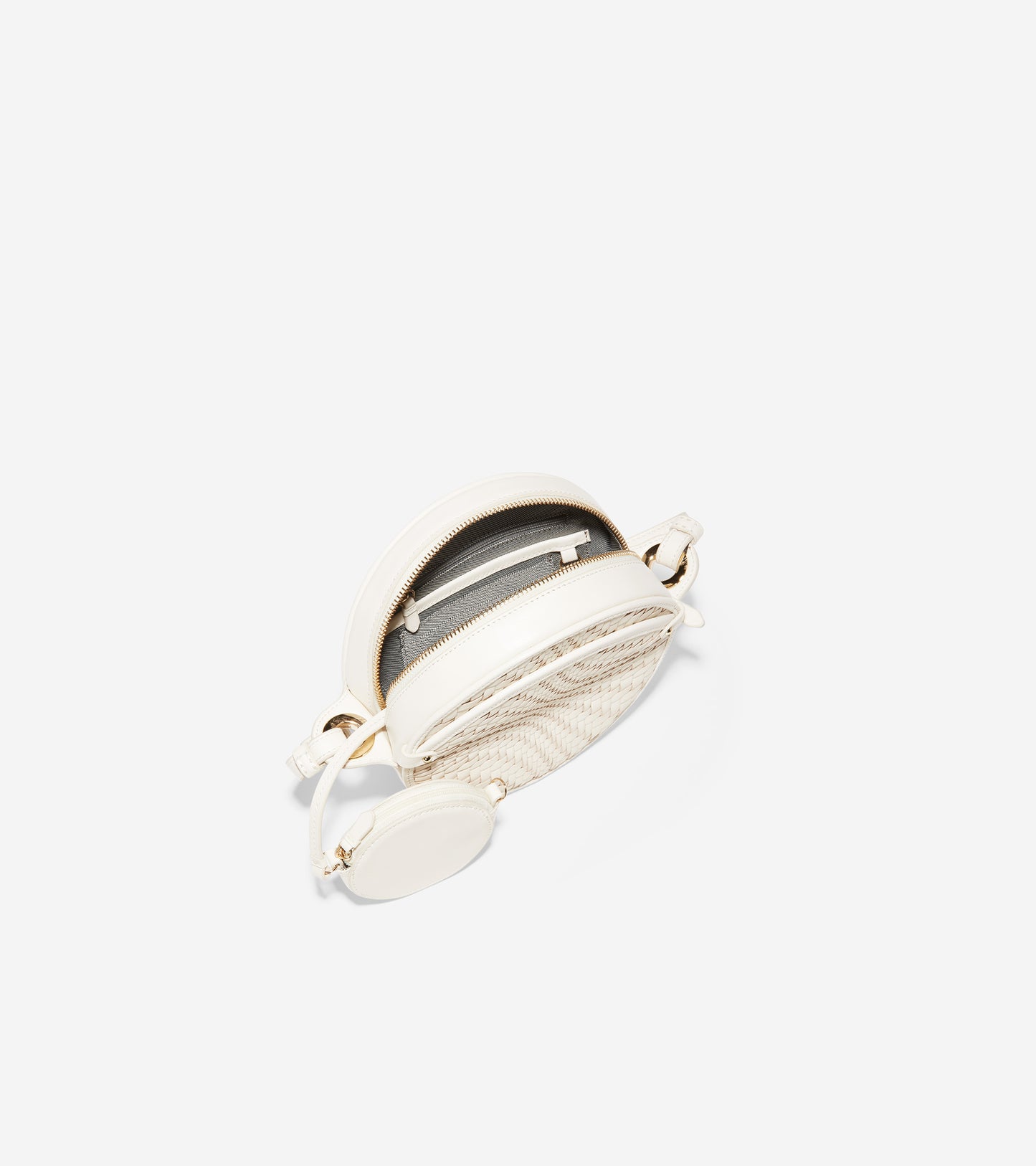 ColeHaan-Grand Ambition Woven Leather Circle Bag -u04409-Ivory