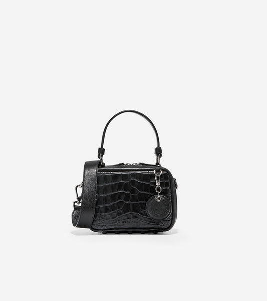 ColeHaan-Mini Boston Bag-u04565-Black Embossed Croc