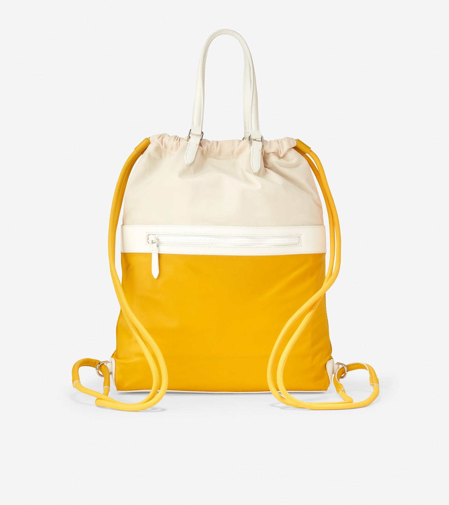ColeHaan-Radiant Nylon Drawstring Backpack-u05864-White Cap-Golden Rod
