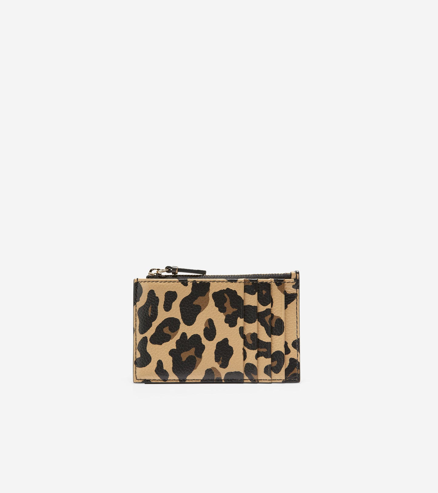 U05891-Card Case With Zip-Leopard Print