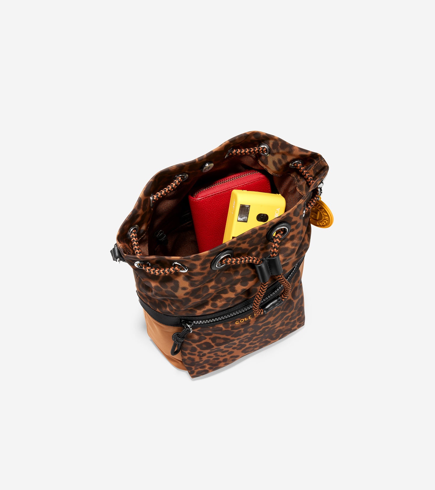 U06057-Nylon Drawstring Crossbody-Leopard Print