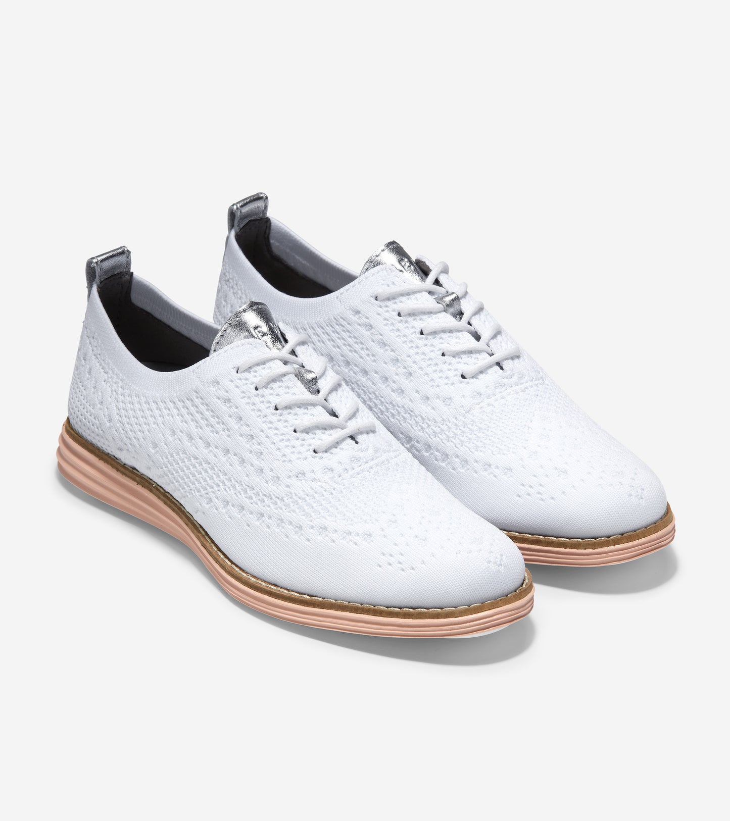 ColeHaan-Originalgrand Stitchlite Wingtip Oxford-w19556-Optic White Stitchlite Knit/Ch Argento/Misty Rose