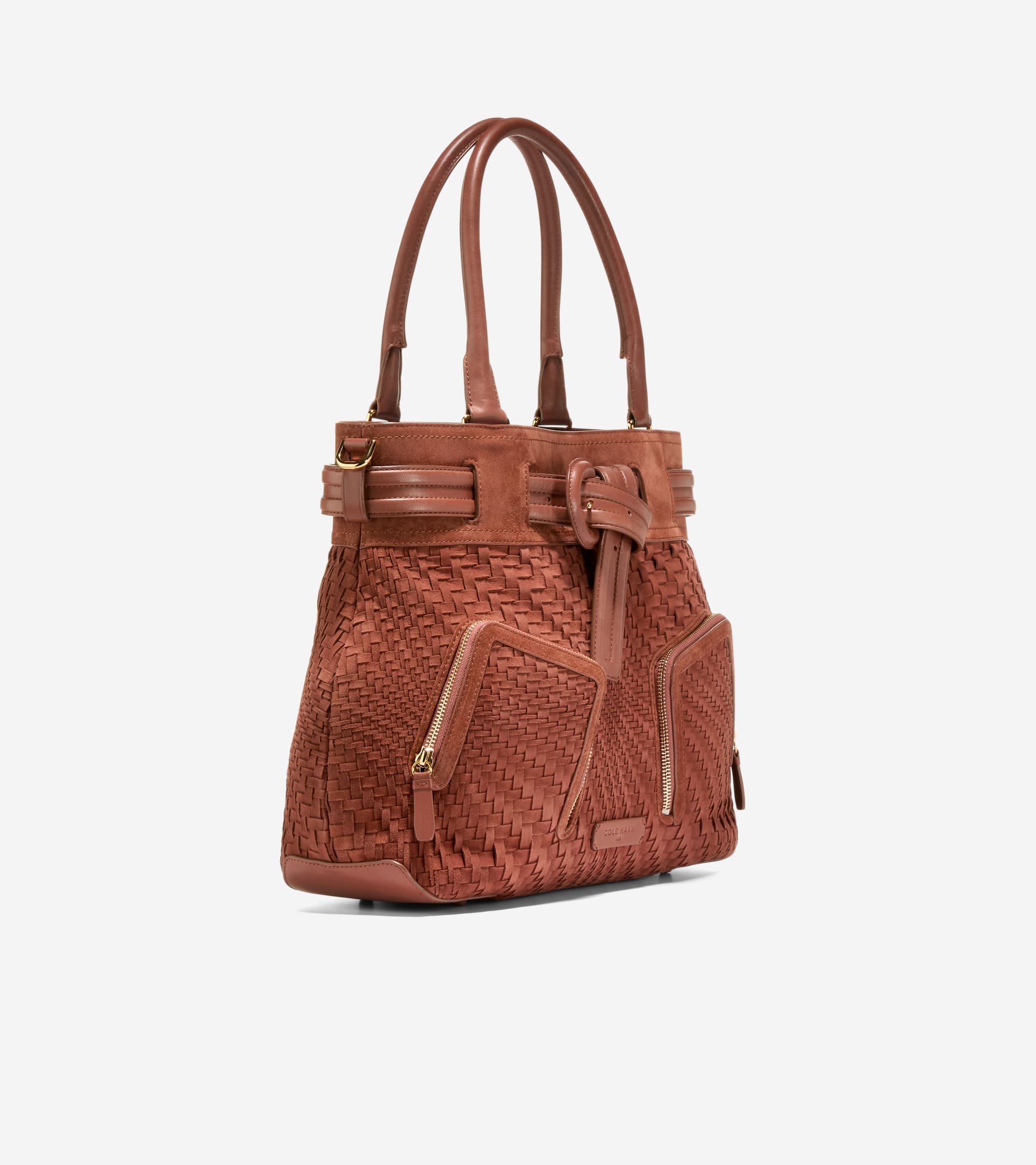 Cole outlet Haan Tweed and Brown Leather Slim Tote