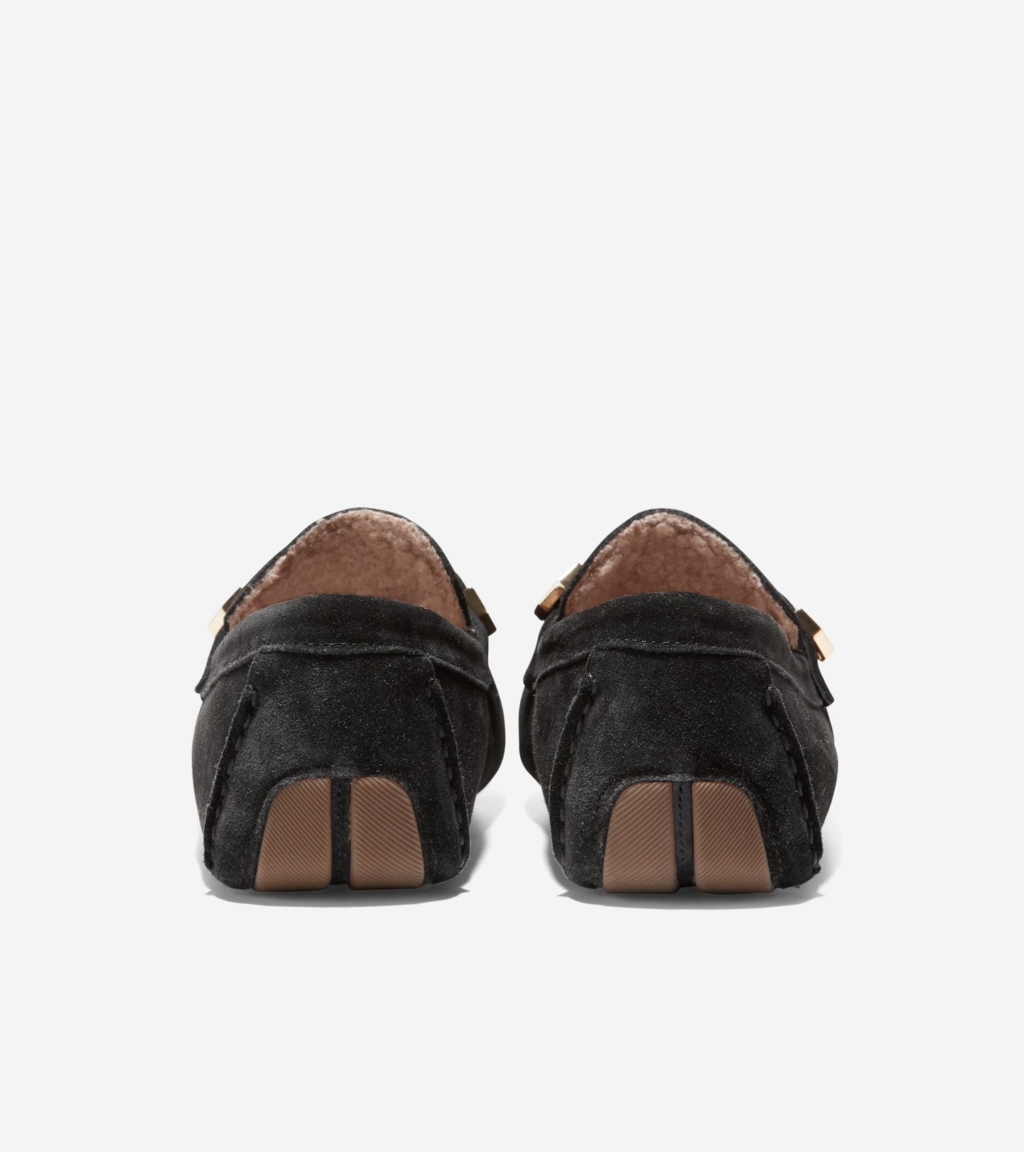 W22630:BLACK GRAINY SPLIT SUEDE / FAUX SHEARLING