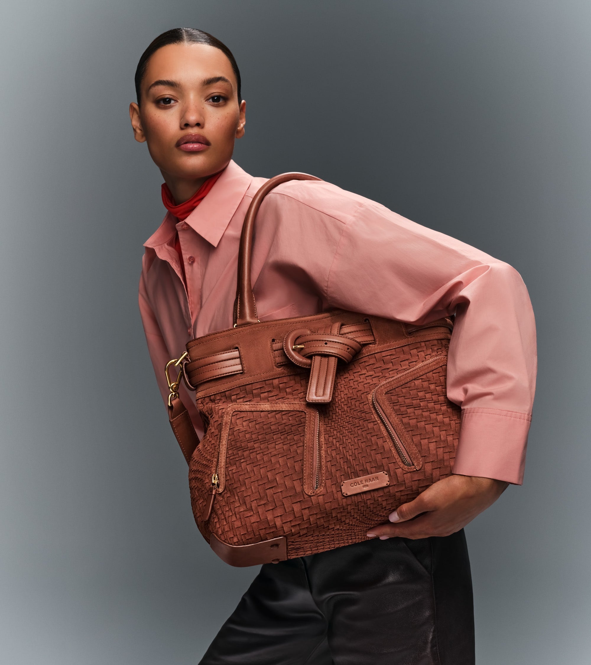 Cole Haan Woven zipped pocket selling tote bags