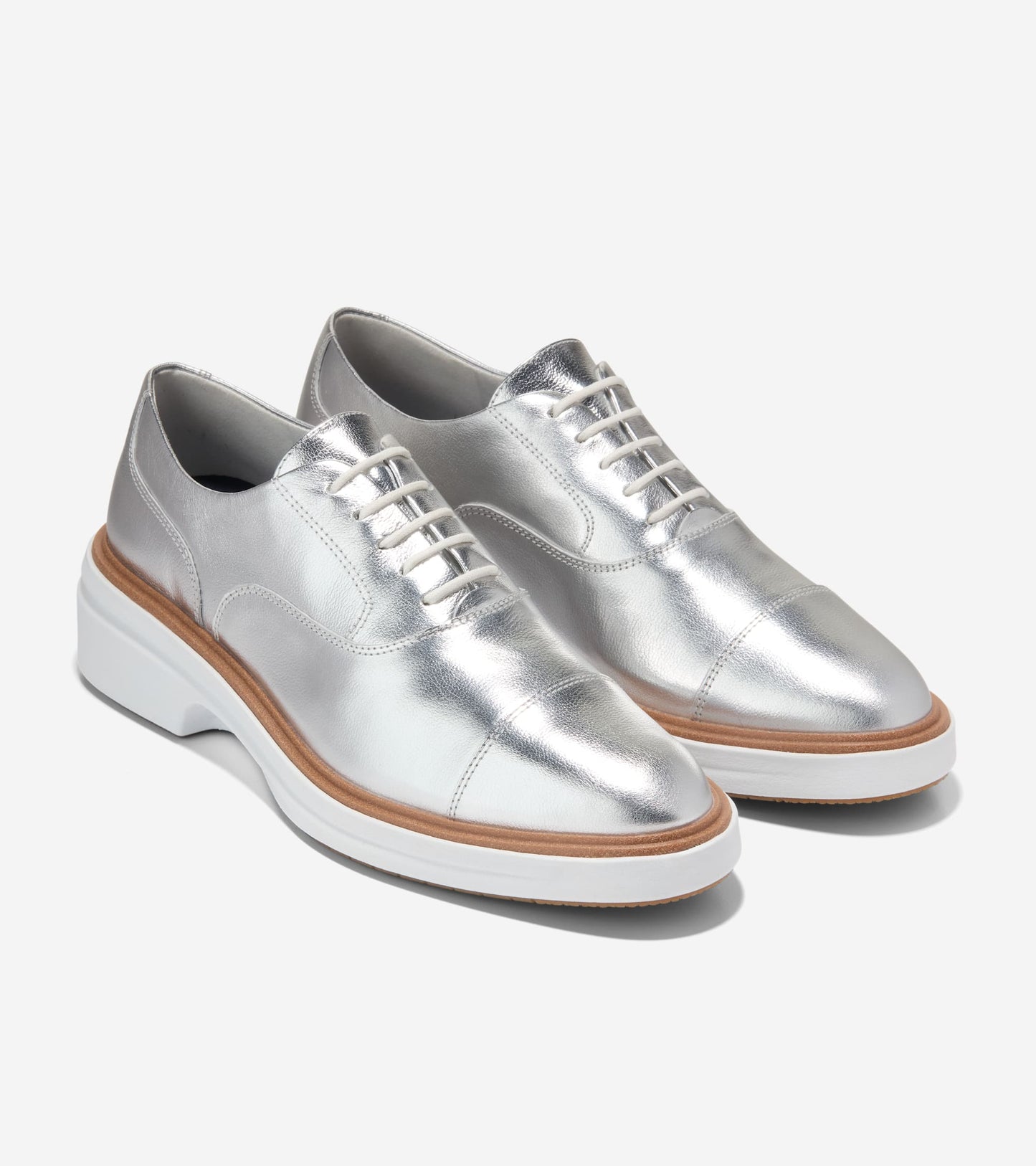 W37726:SILVER METALLIC LEATHER / WHITE