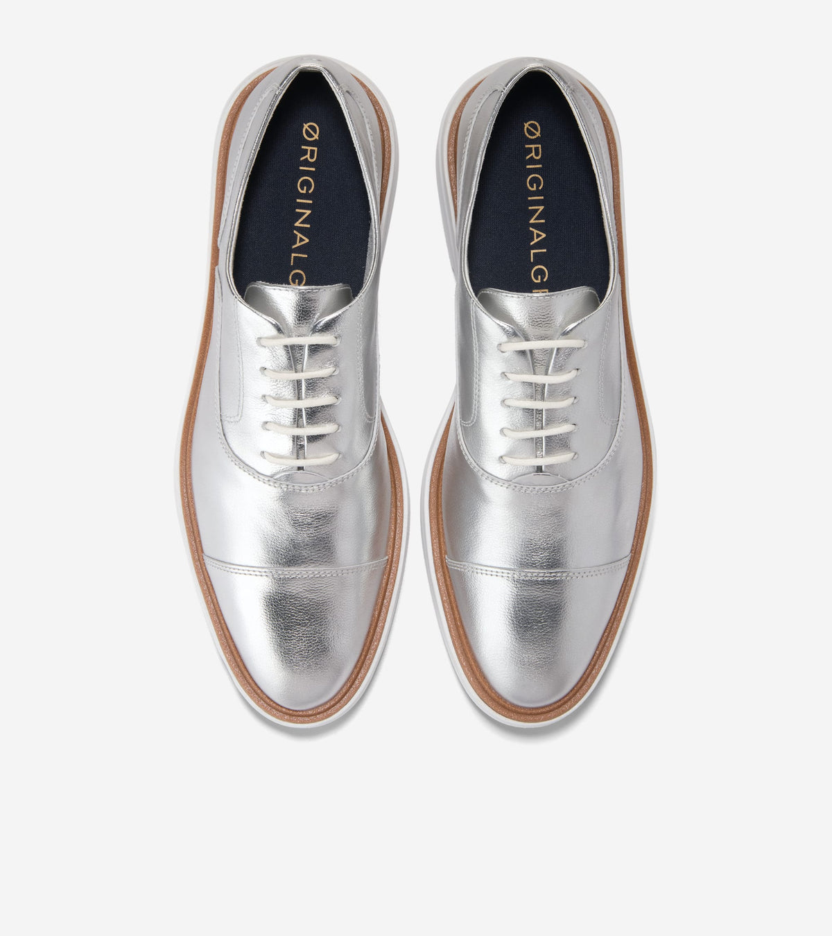 W37726:SILVER METALLIC LEATHER / WHITE