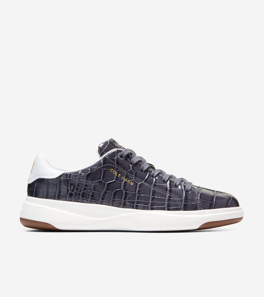 W37533:BLACKENED PEARL CROC PRINT LEATHER / WHITE LEATHER