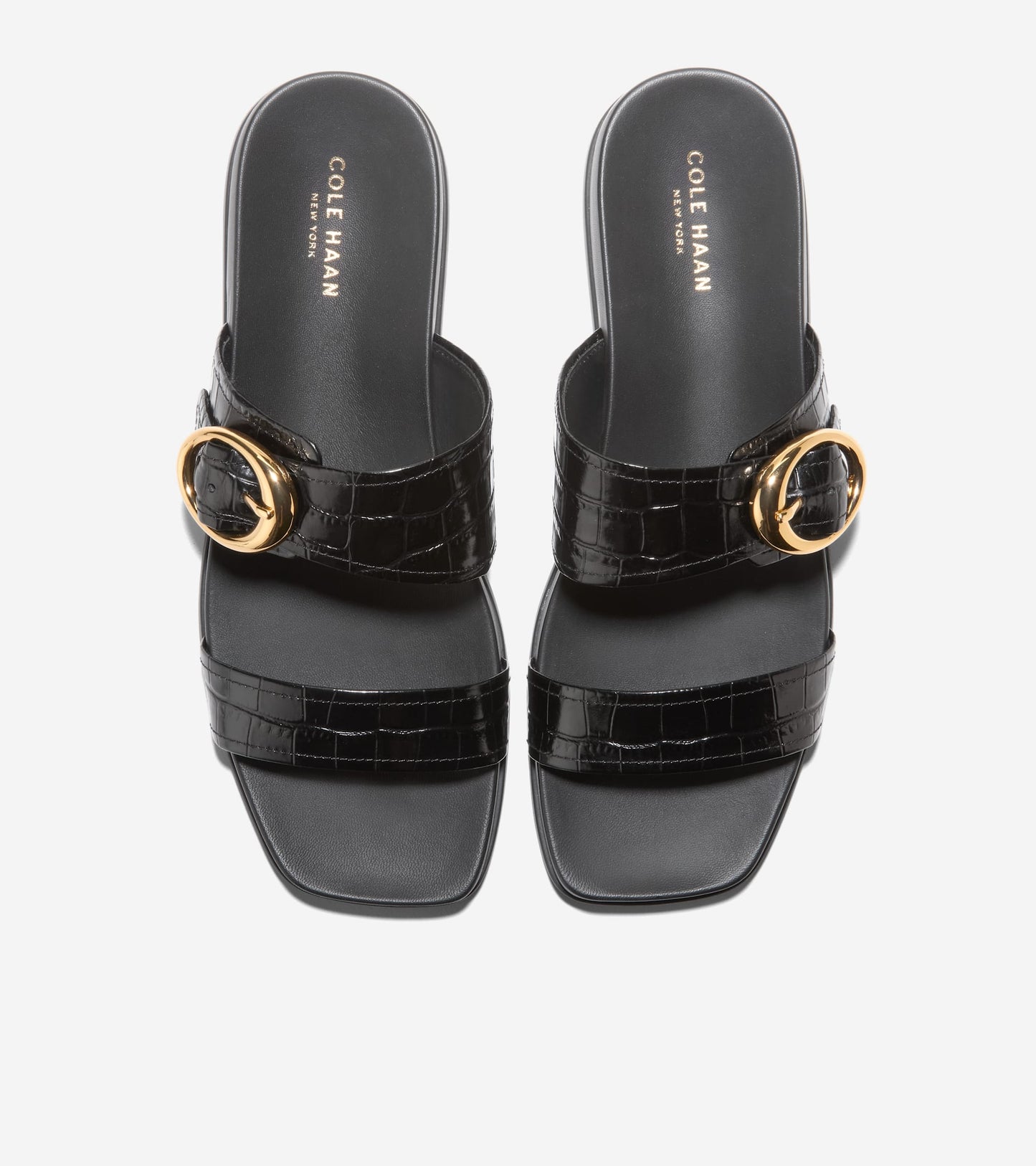 W35351:BLACK CROC PRINT LEATHER