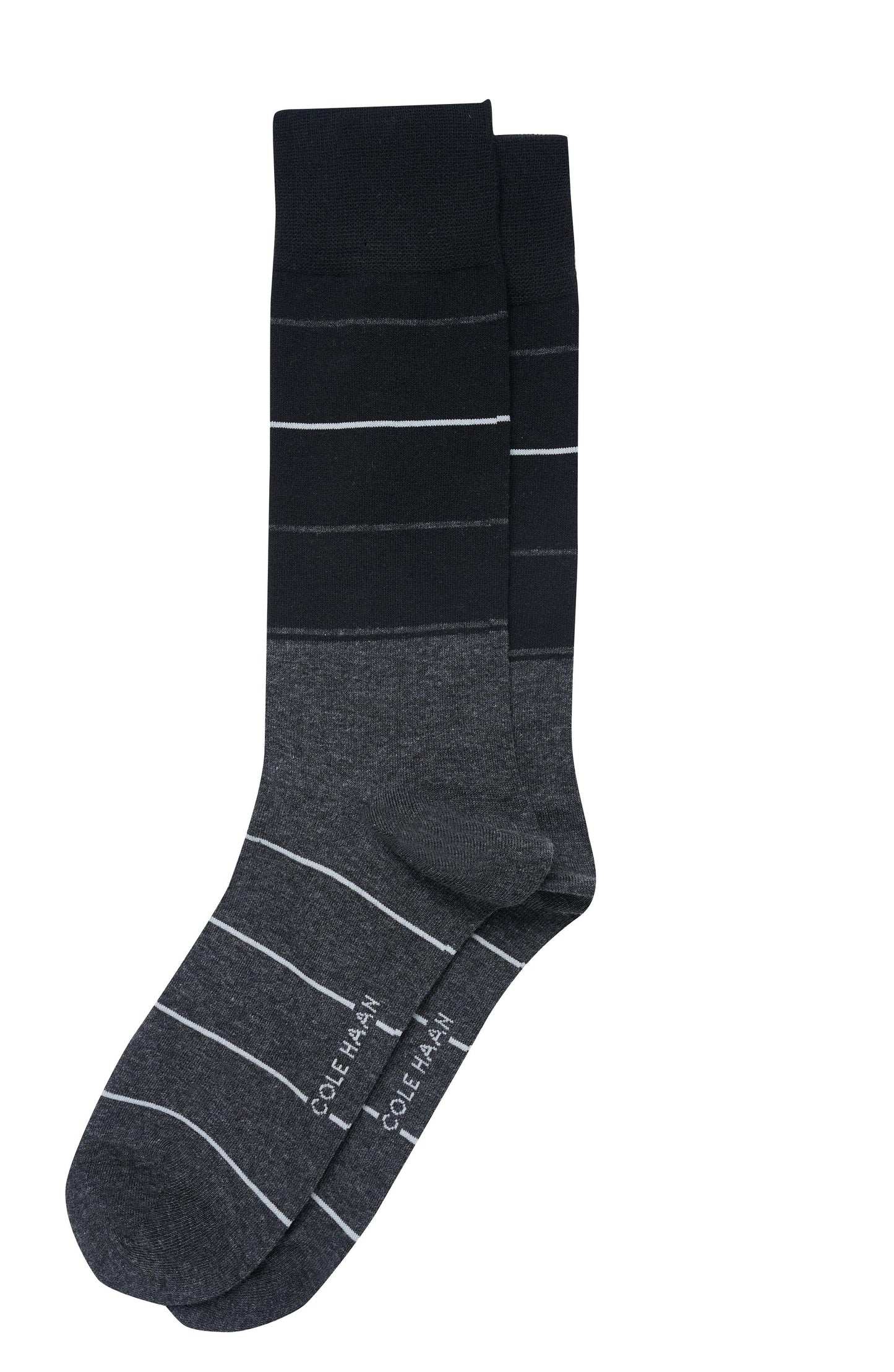 Chm253Dr01002-Men's 1PK Color Block/ Stripe Dress Crew-Black/Grey