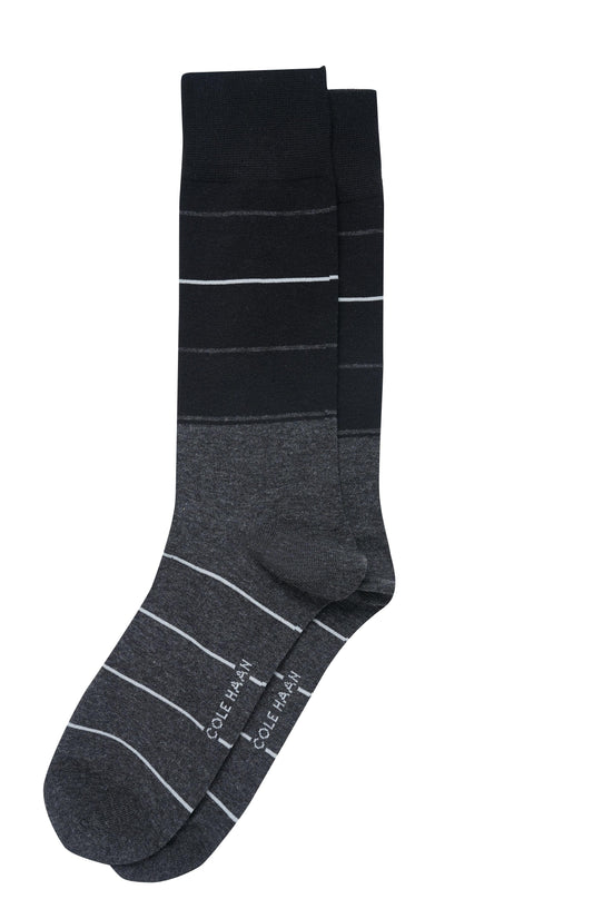Chm253Dr01002-Men's 1PK Color Block/ Stripe Dress Crew-Black/Grey