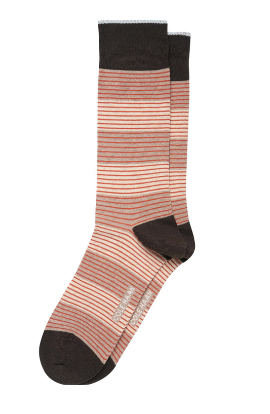 Chm253Dr09001-Men's 1PK Multi Stripe Dress Crew-Brown