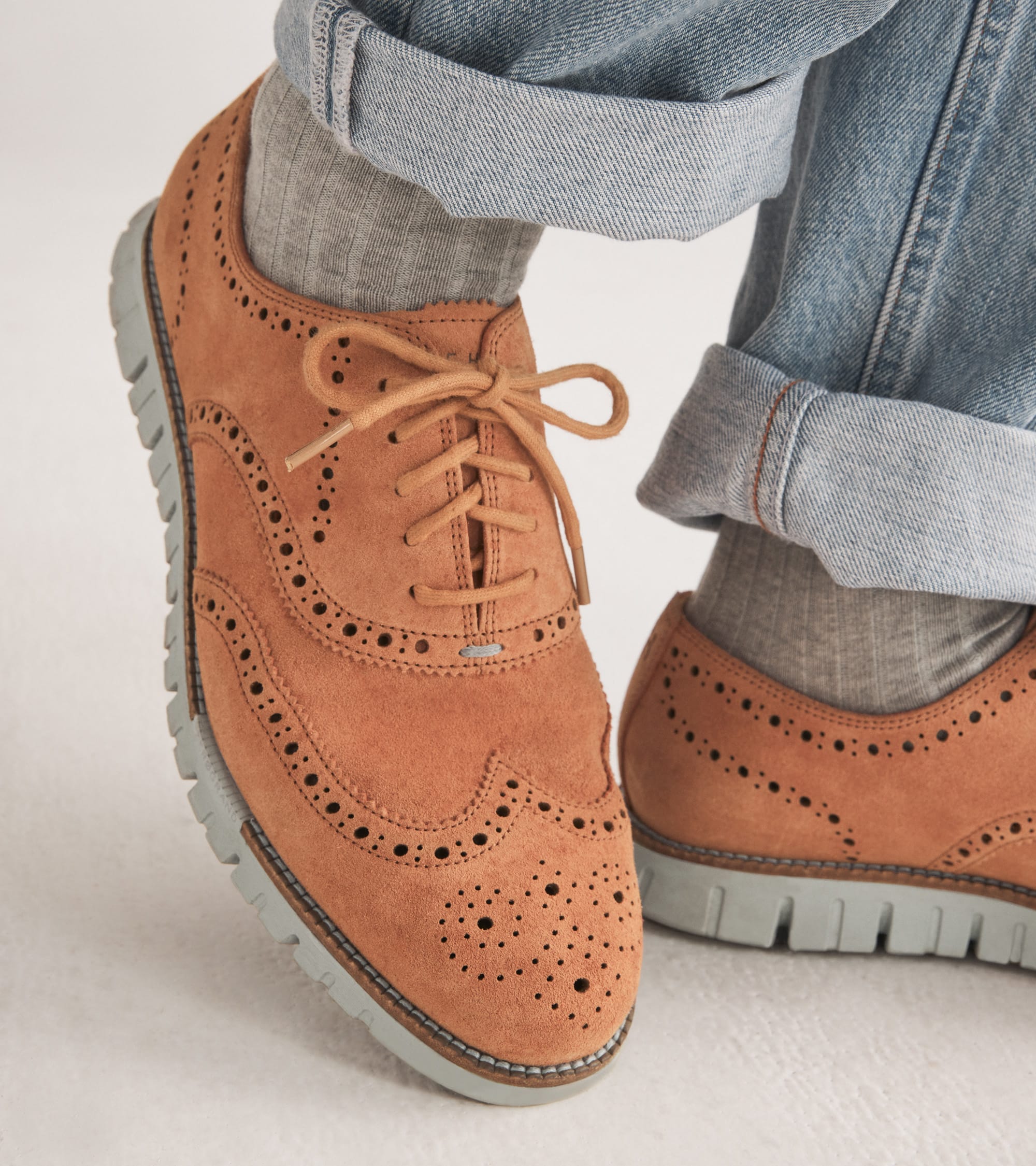 Cole haan zerogrand brown suede wingtip deje oxfords