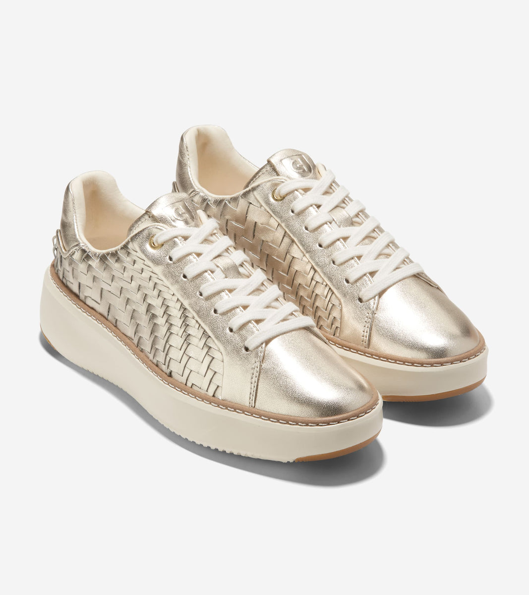W30308:SOFT GOLD GENEVIEVE WEAVE LEATHER/IVORY