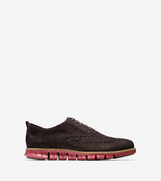 ColeHaan-ZERØGRAND Wingtip Oxford-c26224-Dark Roast Suede-sun-dried Tomato