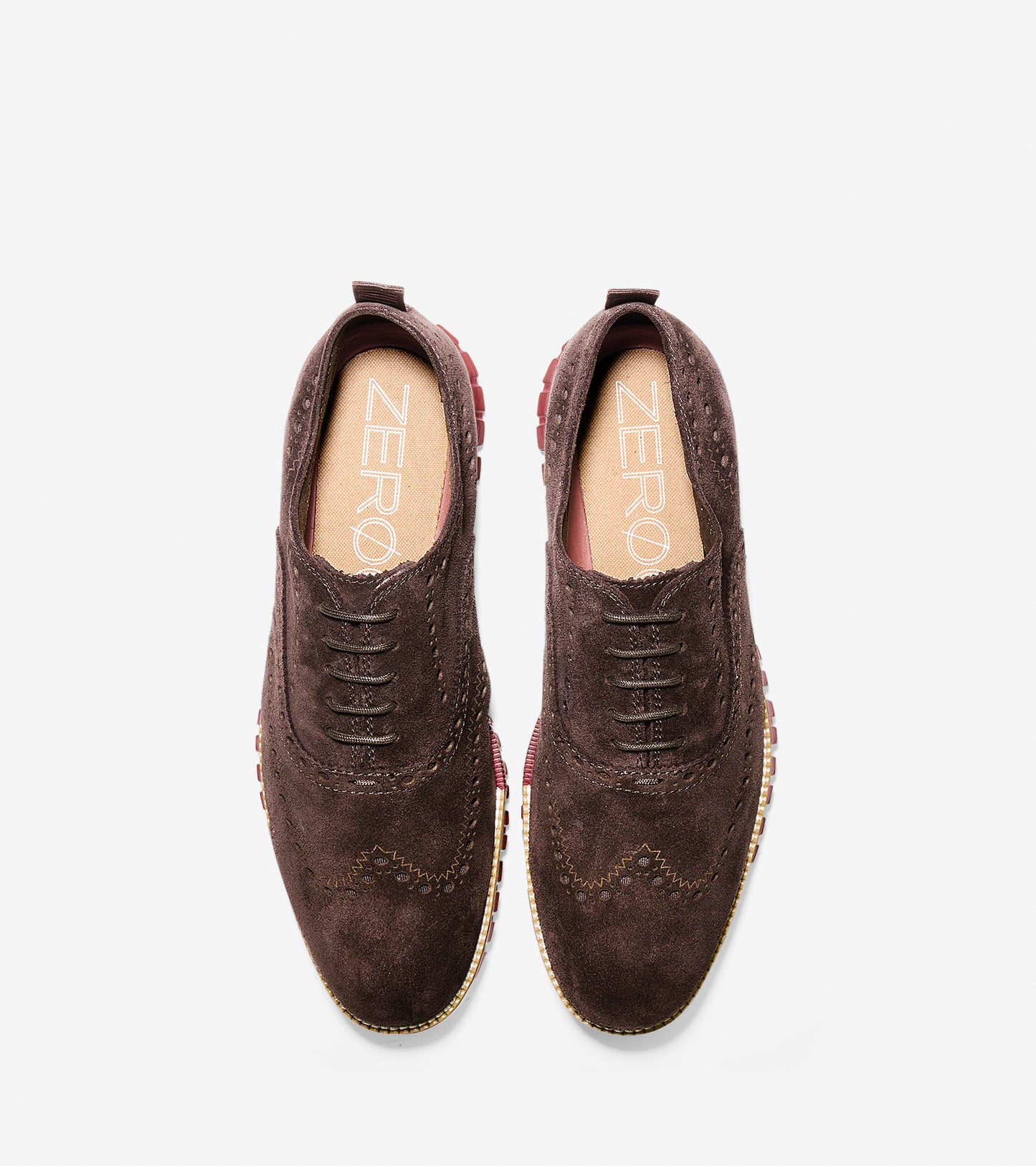 ColeHaan-ZERØGRAND Wingtip Oxford-c26224-Dark Roast Suede-sun-dried Tomato