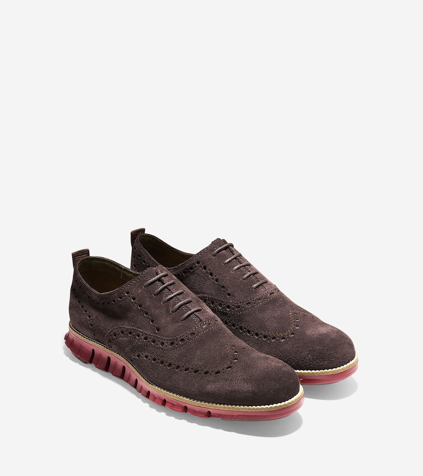 ColeHaan-ZERØGRAND Wingtip Oxford-c26224-Dark Roast Suede-sun-dried Tomato
