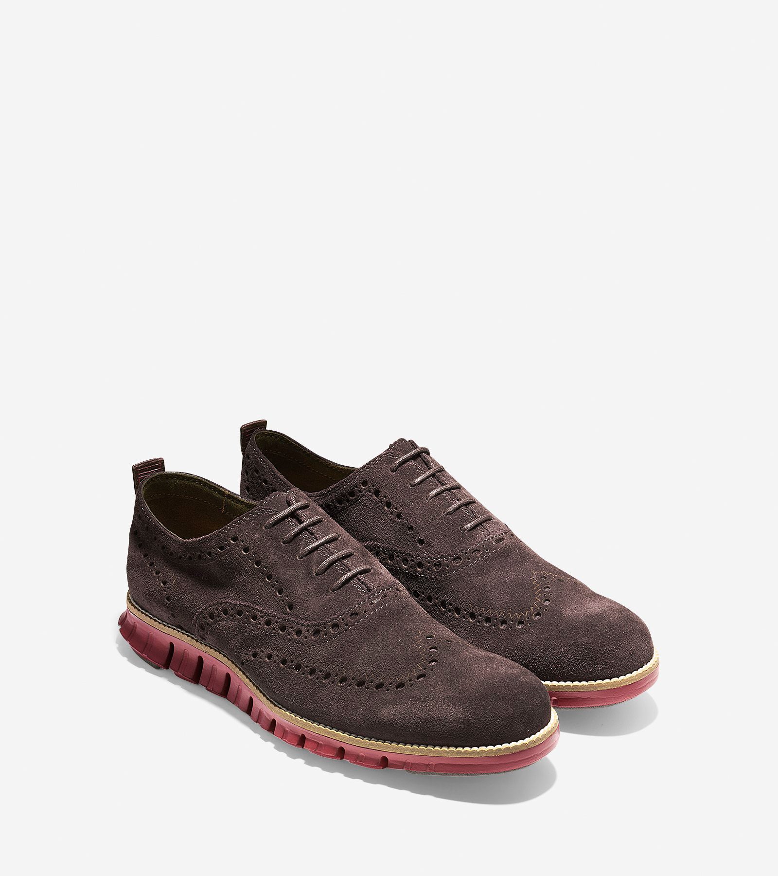 ColeHaan-ZERØGRAND Wingtip Oxford-c26224-Dark Roast Suede-sun-dried Tomato