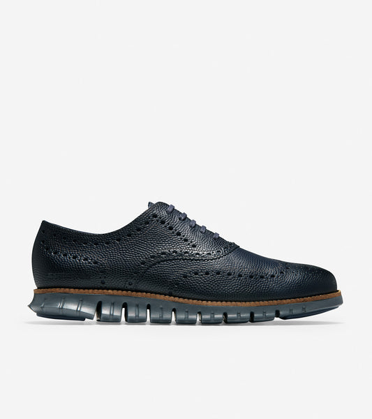 ColeHaan-ZERØGRAND Wingtip Oxford -c30327-Marine Blue Pebbled Leather