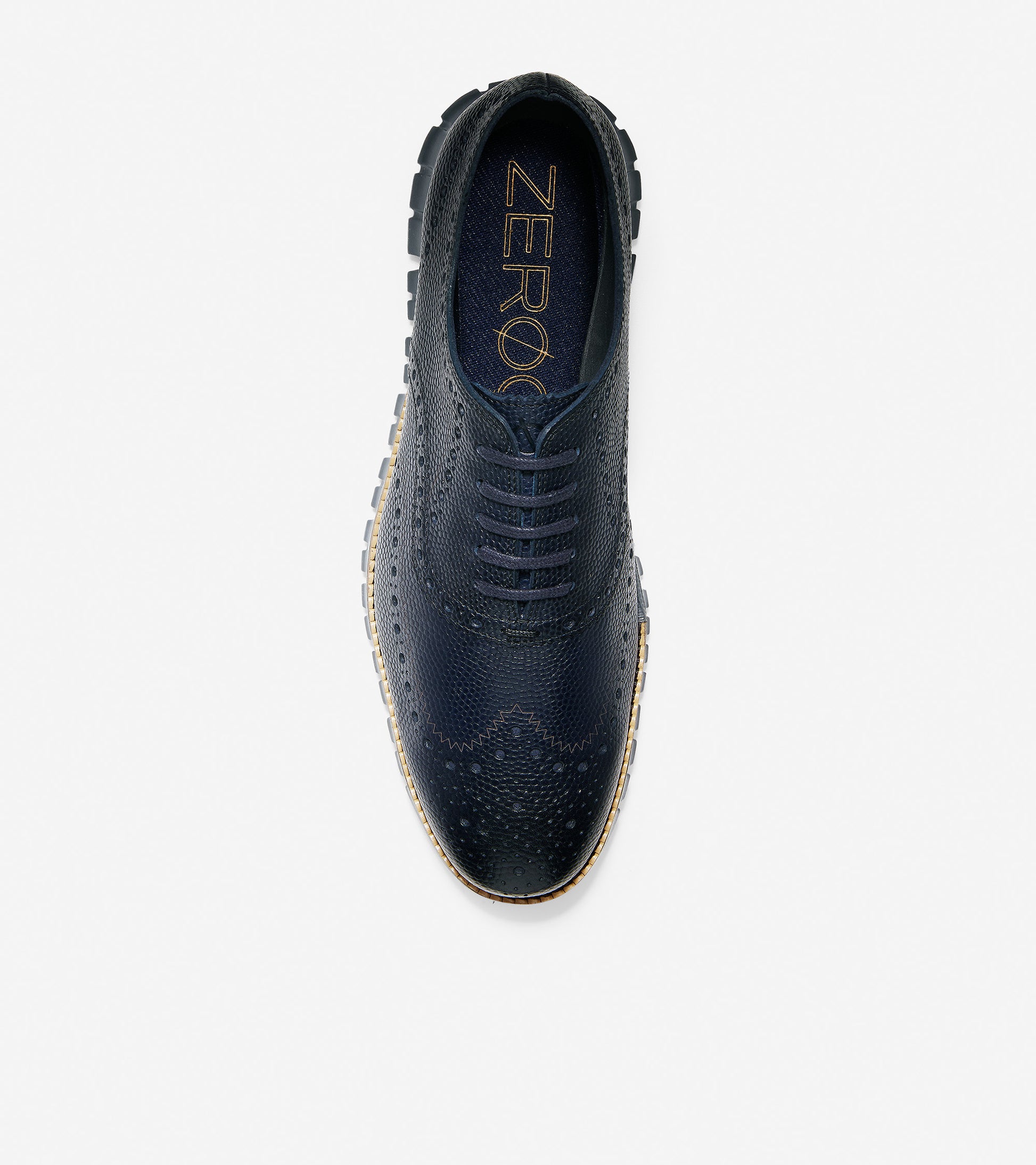 ColeHaan-ZERØGRAND Wingtip Oxford -c30327-Marine Blue Pebbled Leather