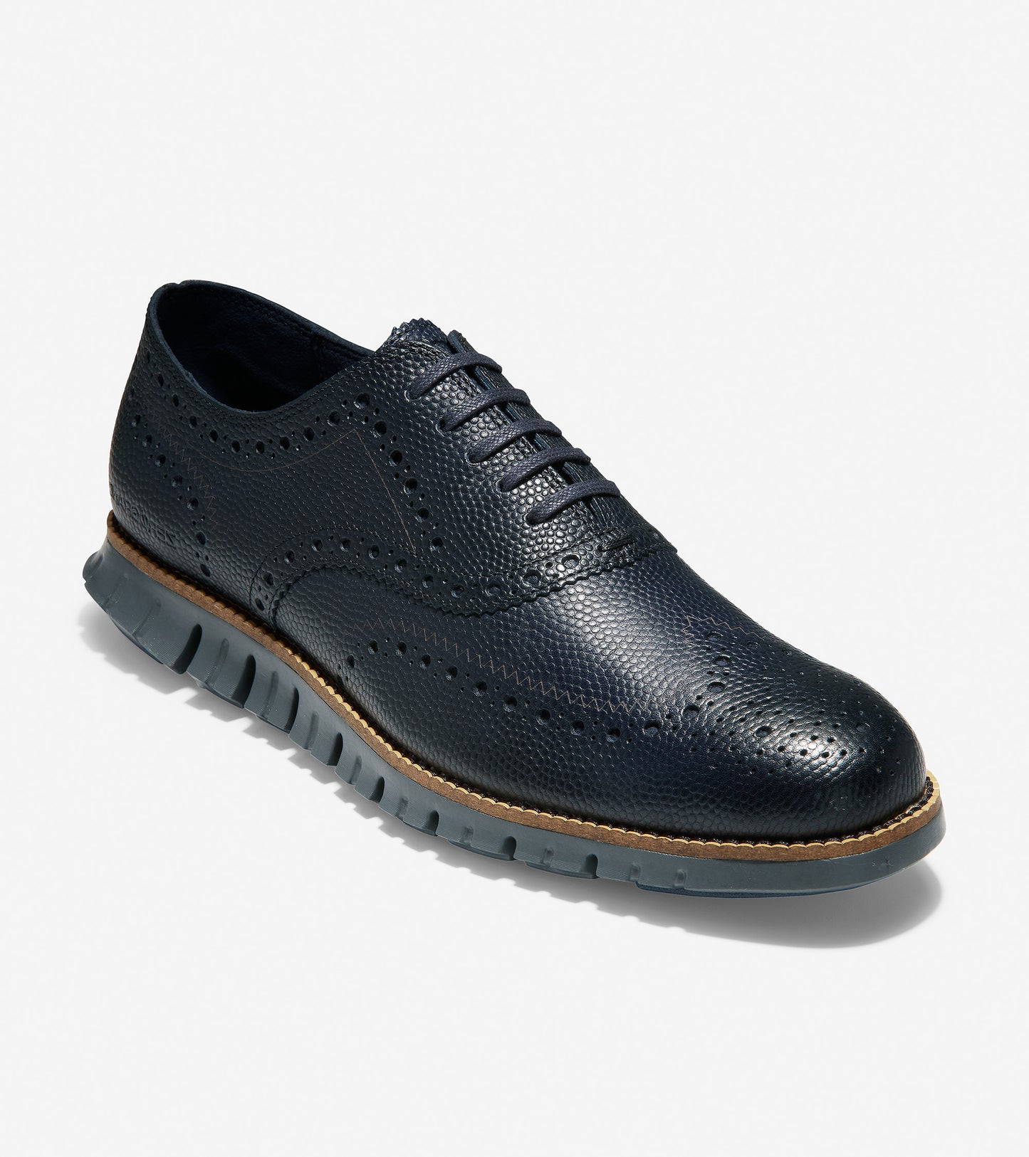 ColeHaan-ZERØGRAND Wingtip Oxford -c30327-Marine Blue Pebbled Leather