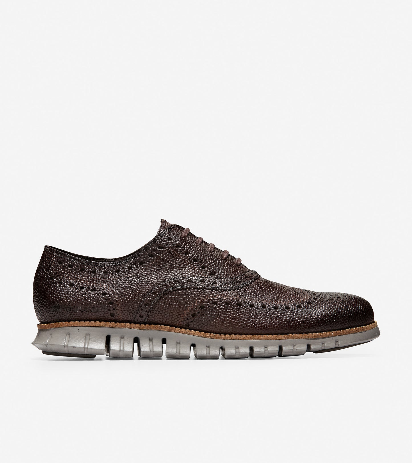 ColeHaan-ZERØGRAND Wingtip Oxford -c30328-Black Walnut Pebbled Leather