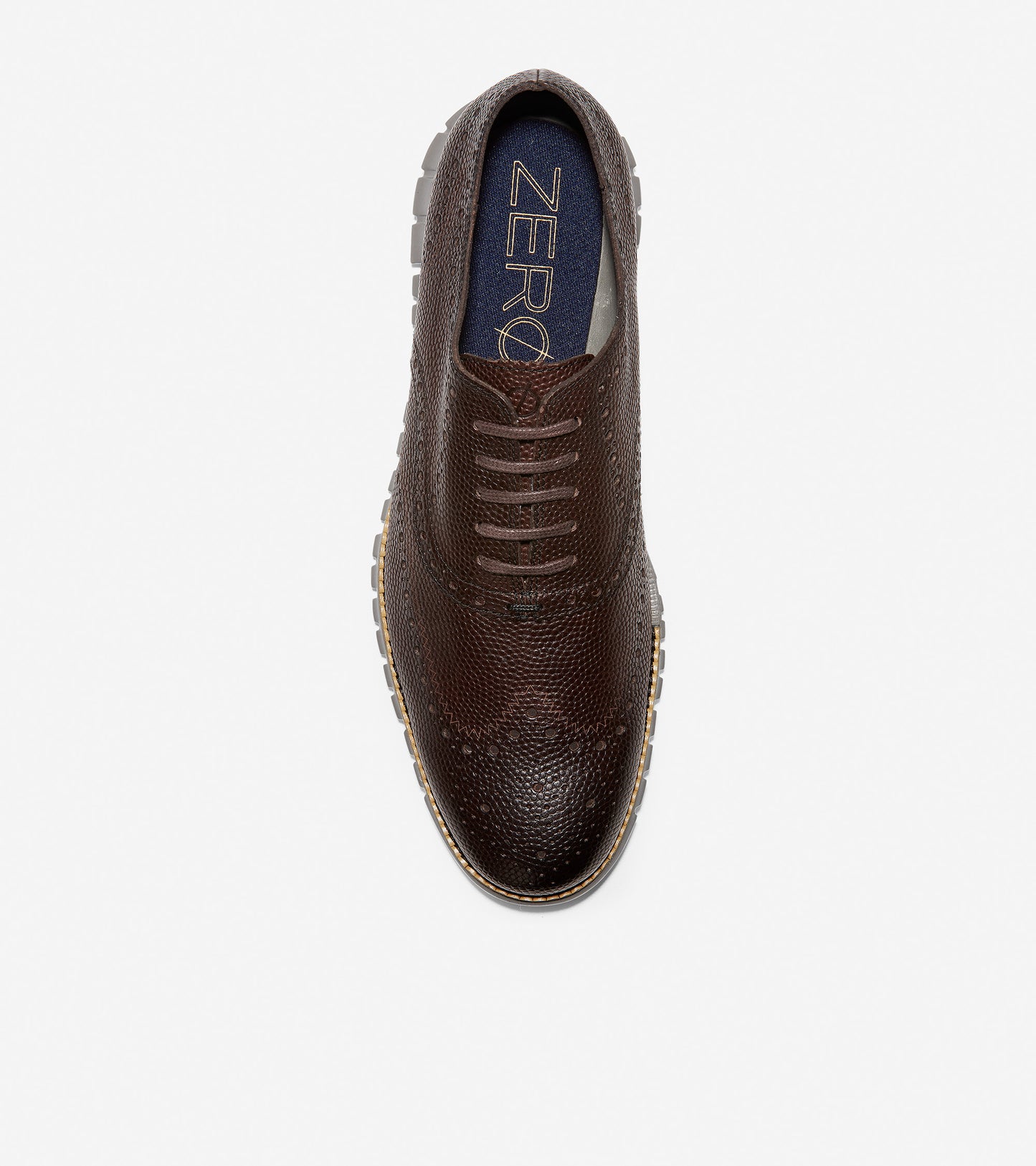 ColeHaan-ZERØGRAND Wingtip Oxford -c30328-Black Walnut Pebbled Leather