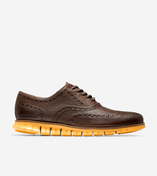 ColeHaan-ZERØGRAND Wingtip Oxford-c31168-Bracken Leather-Golden Rod