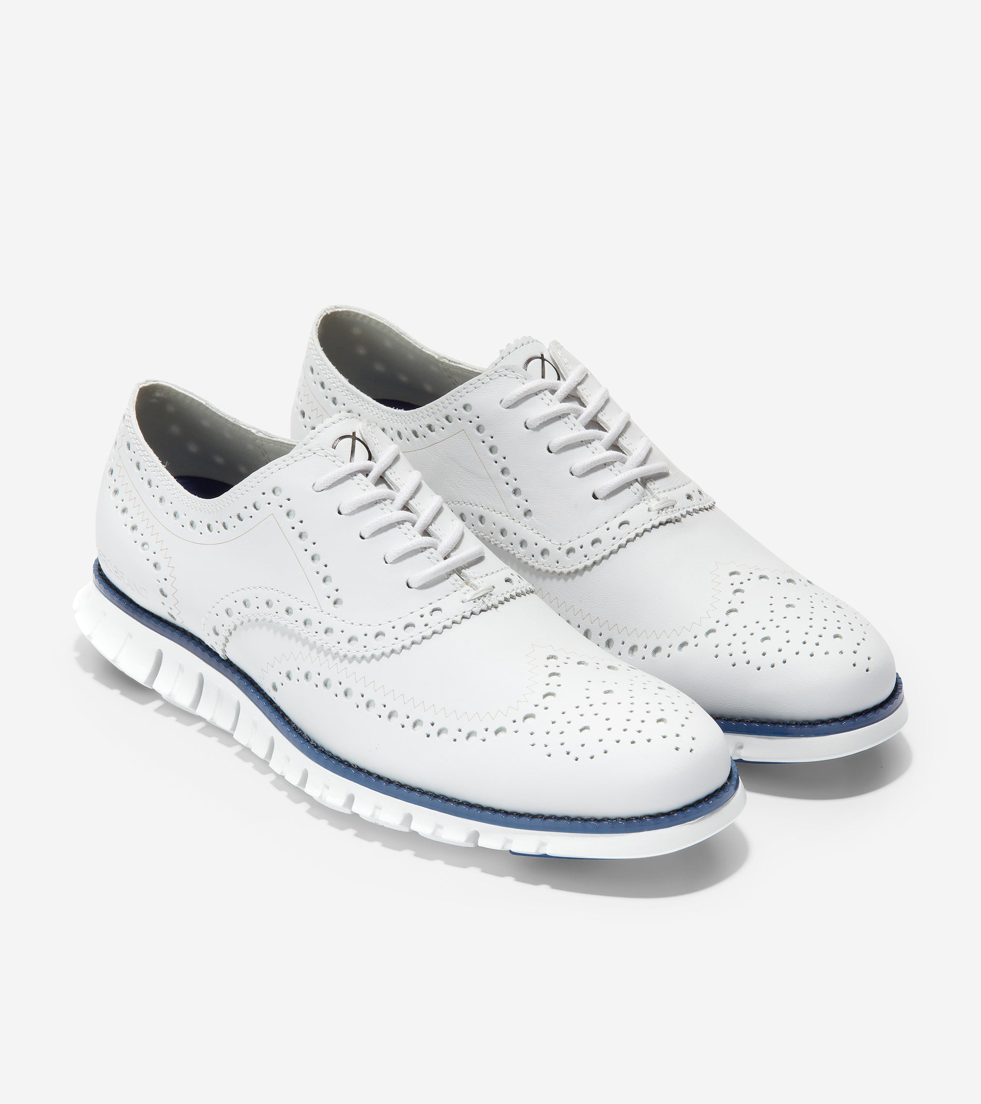 ColeHaan-ZERØGRAND Wingtip Oxford-c32123-Optic White Leather-True Blue