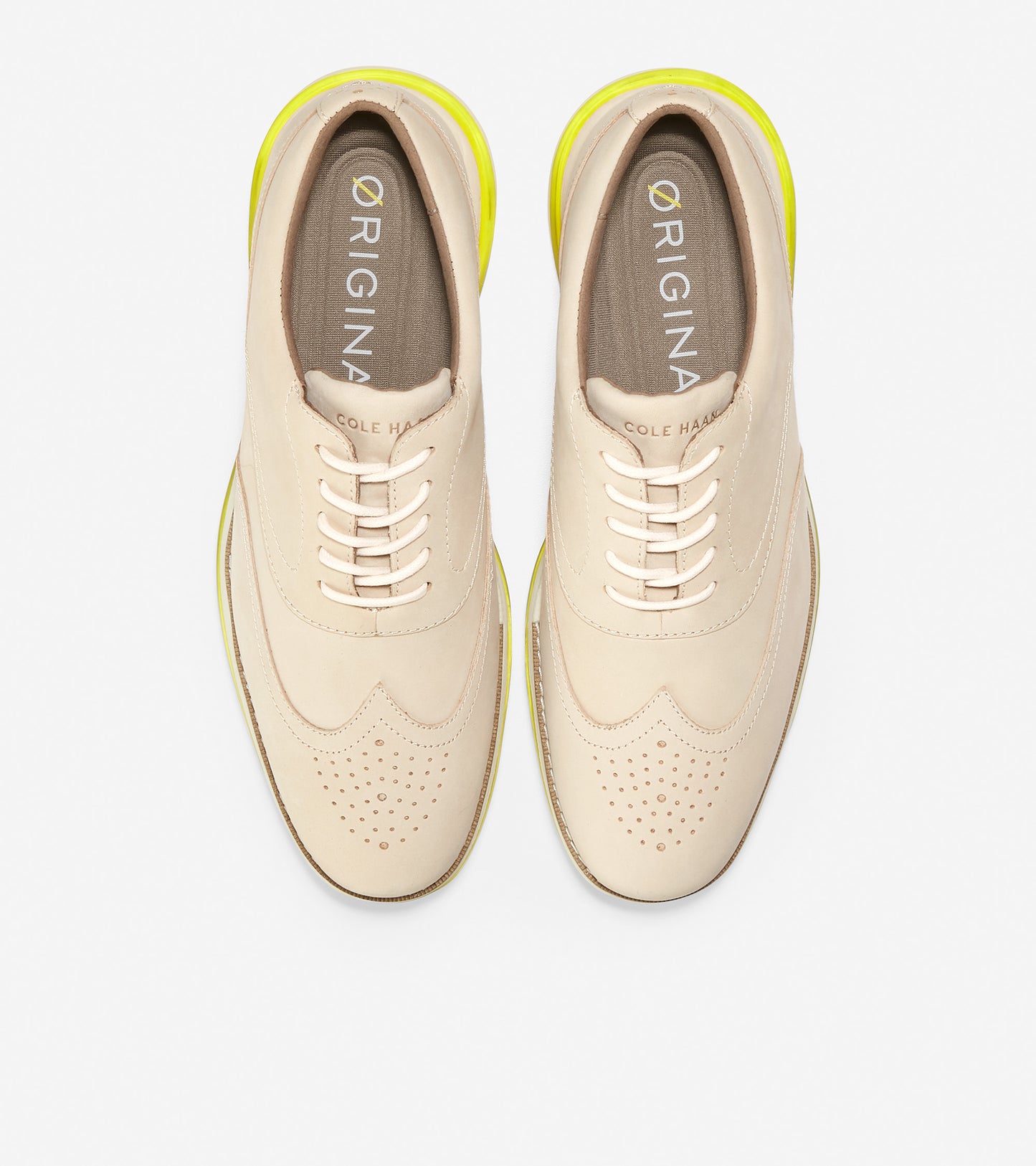 ColeHaan-ØriginalGrand Energy Wingtip Oxford-c33536-Cement-Ivory-Safety Yellow