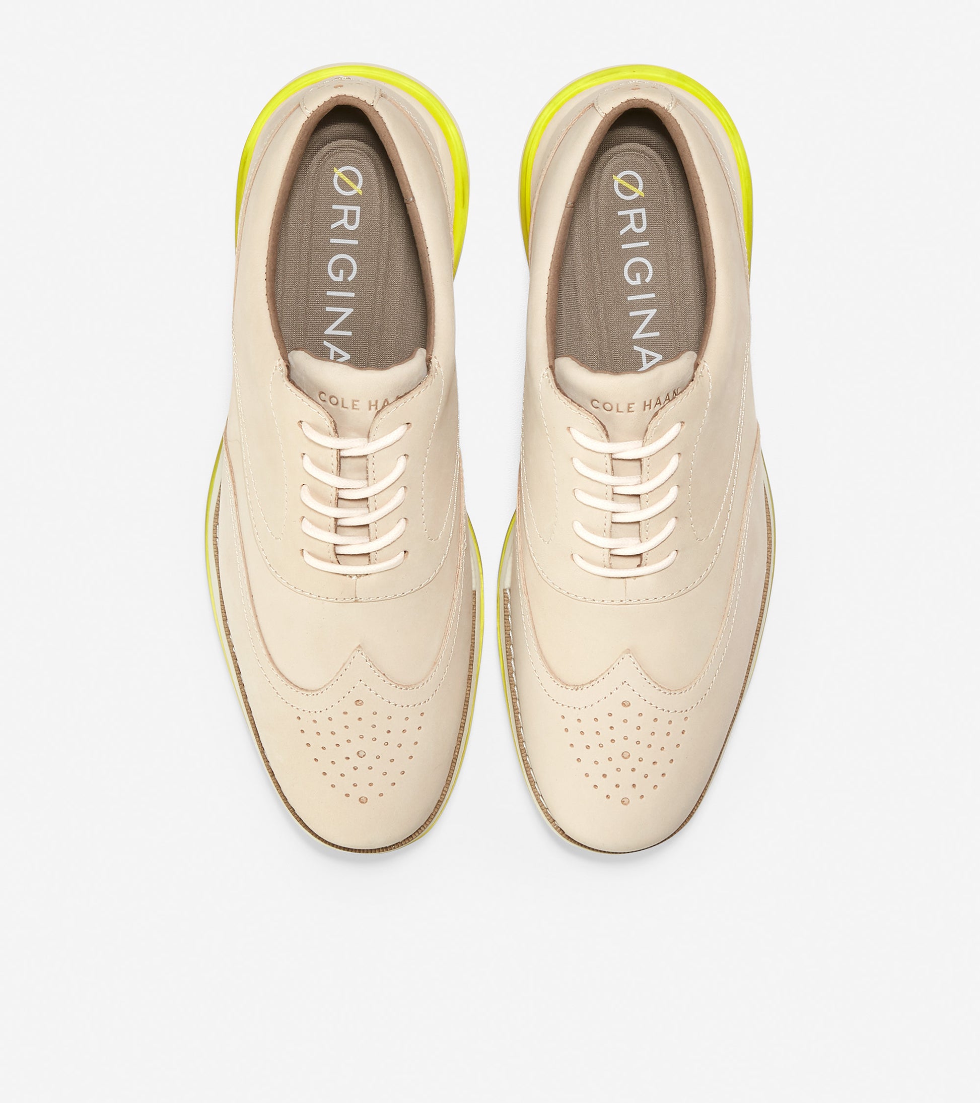 ColeHaan-ØriginalGrand Energy Wingtip Oxford-c33536-Cement-Ivory-Safety Yellow