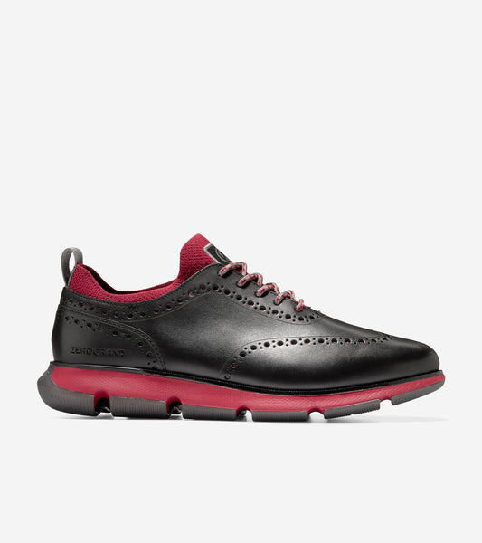 c34401-4.ZERØGRAND Wingtip Oxford-Black-Rio Red