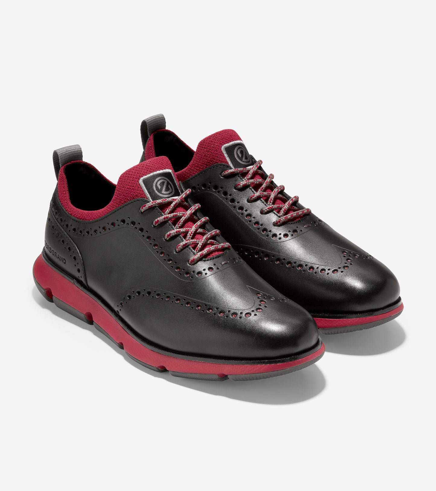 c34401-4.ZERØGRAND Wingtip Oxford-Black-Rio Red