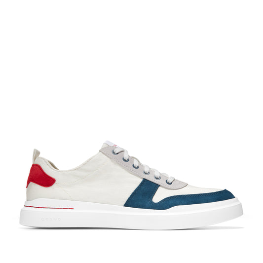 ColeHaan-Grandprø Rally Canvas Court Sneaker-c34872-Ivory Canvas/Microchip Suede/True Red/Dark Denim Suede/Optic White