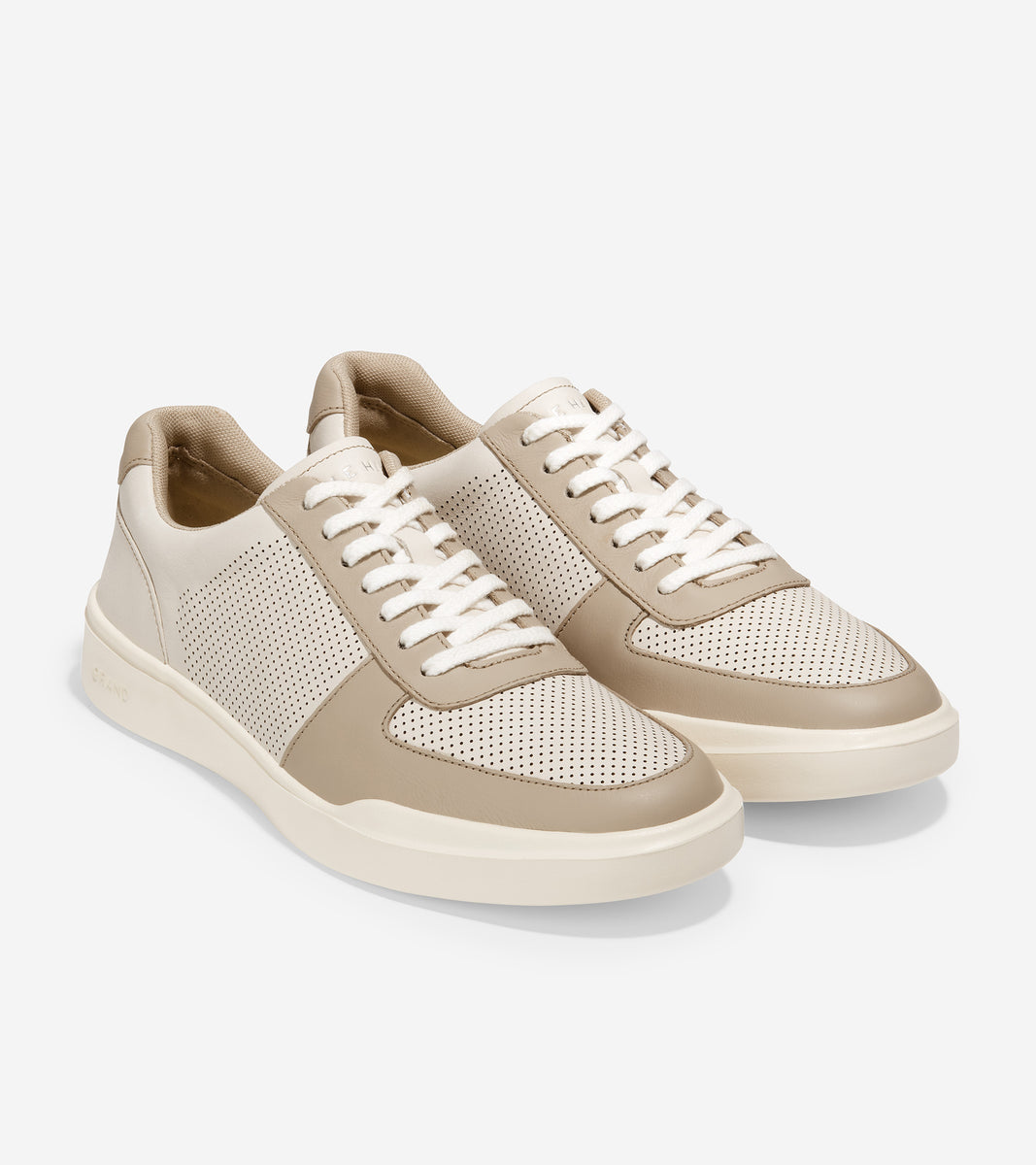 c35308-Grand Crosscourt Modern Tennis Sneaker-Birch-Mortar Perforated Leather