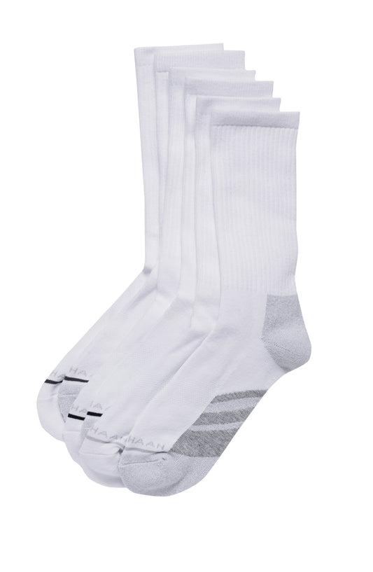 CHM221CR05002-6Pk Sustainable Diagonal Stripe Athletic Crew-White