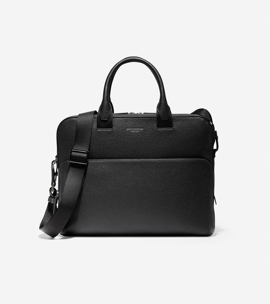 ColeHaan-GRANDSERIES Leather Attache-f11314-Black Leather