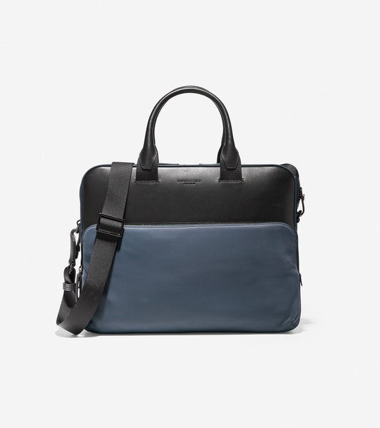 ColeHaan-GRANDSERIES Nylon and Leather Attache-f11338-Ombre Blue