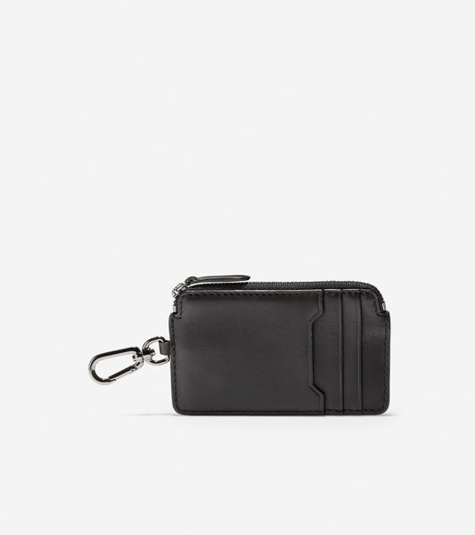 ColeHaan-GRANDSERIES Leather Zip Card Case With Key Ring-f11440-Black