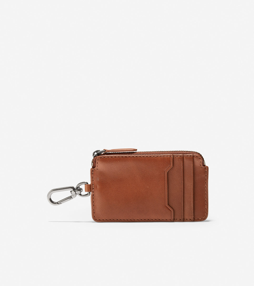 ColeHaan-GRANDSERIES Leather Zip Card Case With Key Ring-f11441-British Tan