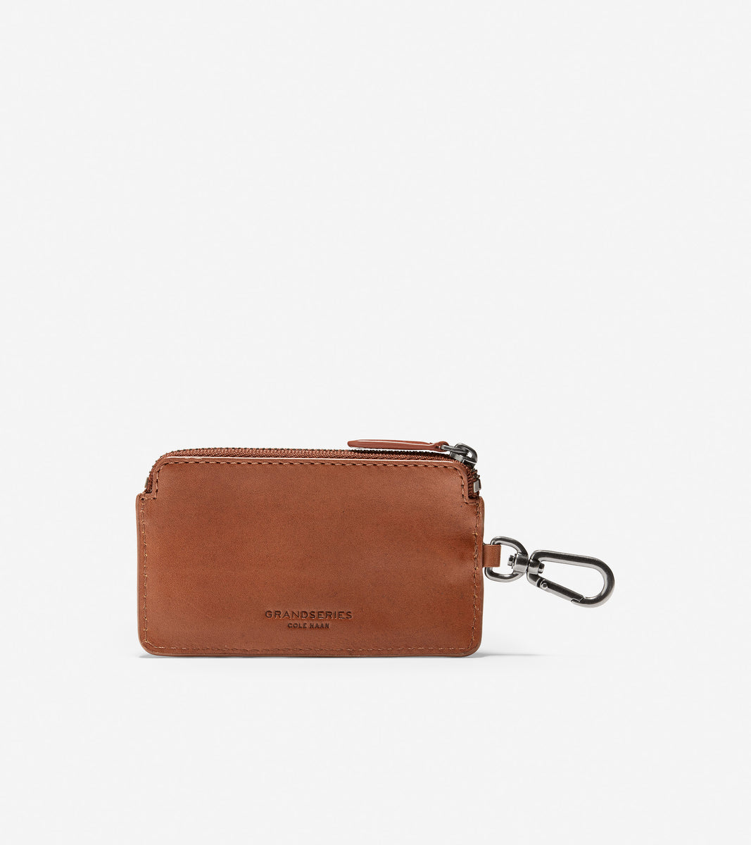 ColeHaan-GRANDSERIES Leather Zip Card Case With Key Ring-f11441-British Tan